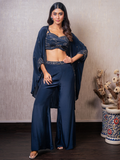 Navy Blue Metallic Hand Work Indo Western