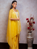 Mustard Pearl and Mirror Indo Western