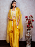 Mustard Pearl and Mirror Indo Western