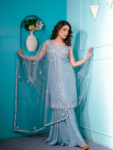 Coloured Sequins Layered Garara Suit Set