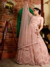 Pearl White Work Geometric Sheer Ghagra Set