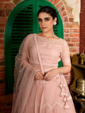 Pearl White Work Geometric Sheer Ghagra Set