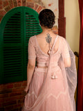Pearl White Work Geometric Sheer Ghagra Set