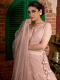 Pearl White Work Geometric Sheer Ghagra Set