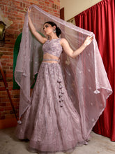 Coloured Sequins Pearl Sheer Ghagra Set