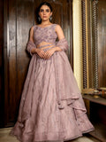 Coloured Sequins Pearl Sheer Ghagra Set