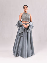 Halter Neck Ruffle Dupatta Lehenga Set