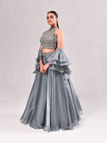 Halter Neck Ruffle Dupatta Lehenga Set
