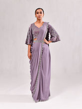 Bell Sleeve Stone Work Stitched Saree