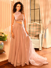 Coloured Sequins Halter Top Skirt Set