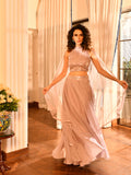 Coloured Sequins Halter Top Skirt Set