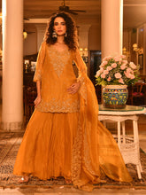 Golden Dori Sheer Sharara Suit Set