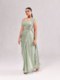 Sequins Cutdana Feather Drape Pant Indo