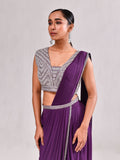 Cutdana Sequins Zig Zag Work Stitched Saree