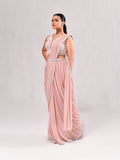 Pearl Cutdana White Embroidery Floral Stitched Saree