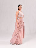 Pearl Cutdana White Embroidery Floral Stitched Saree
