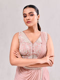 Pearl Cutdana White Embroidery Floral Stitched Saree