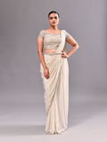 Cutdana Pearl Scallop Sheer Stitched Saree