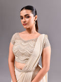 Cutdana Pearl Scallop Sheer Stitched Saree