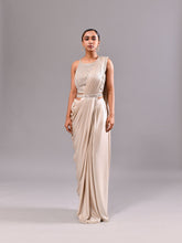 Mirror Grecian Neck Stitched Saree