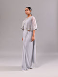 Silver Cape Stitched Saree