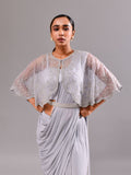 Silver Cape Stitched Saree