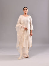 Pintuck White Patch Work Suit Set