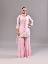 Pearl Thread Floral Crushed Sharara Suit