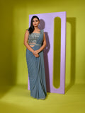 Cutdana Pearl Sequins Floral Drape Saree
