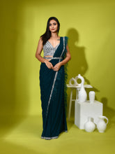 Cutdana Sequins Spagetti Blouse Feather Ready Saree