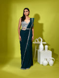 Cutdana Sequins Spagetti Blouse Feather Ready Saree