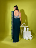 Cutdana Sequins Spagetti Blouse Feather Ready Saree