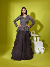 Cutdana Pearl Peplum Handkerchief Ghagra Set