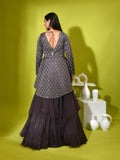 Cutdana Pearl Peplum Handkerchief Ghagra Set
