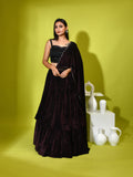 Mirror Cutdana Sequins Contrust Drape Ghagra Set
