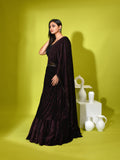 Mirror Cutdana Sequins Contrust Drape Ghagra Set