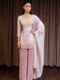 Peach Zardozi Cut Work Suit Set