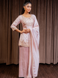 Peach Zardozi Cut Work Suit Set