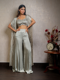 Olive Beads Fish Cut Pant Cape Set