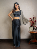 Black Off Shoulder Indo Western