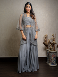 Grey Sequins and Beads Indo Western