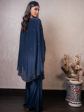Navy Blue Metallic Hand Work Indo Western