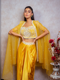 Mustard Pearl and Mirror Indo Western