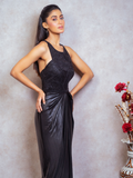 Black Hand Worked Beads Evening Gown