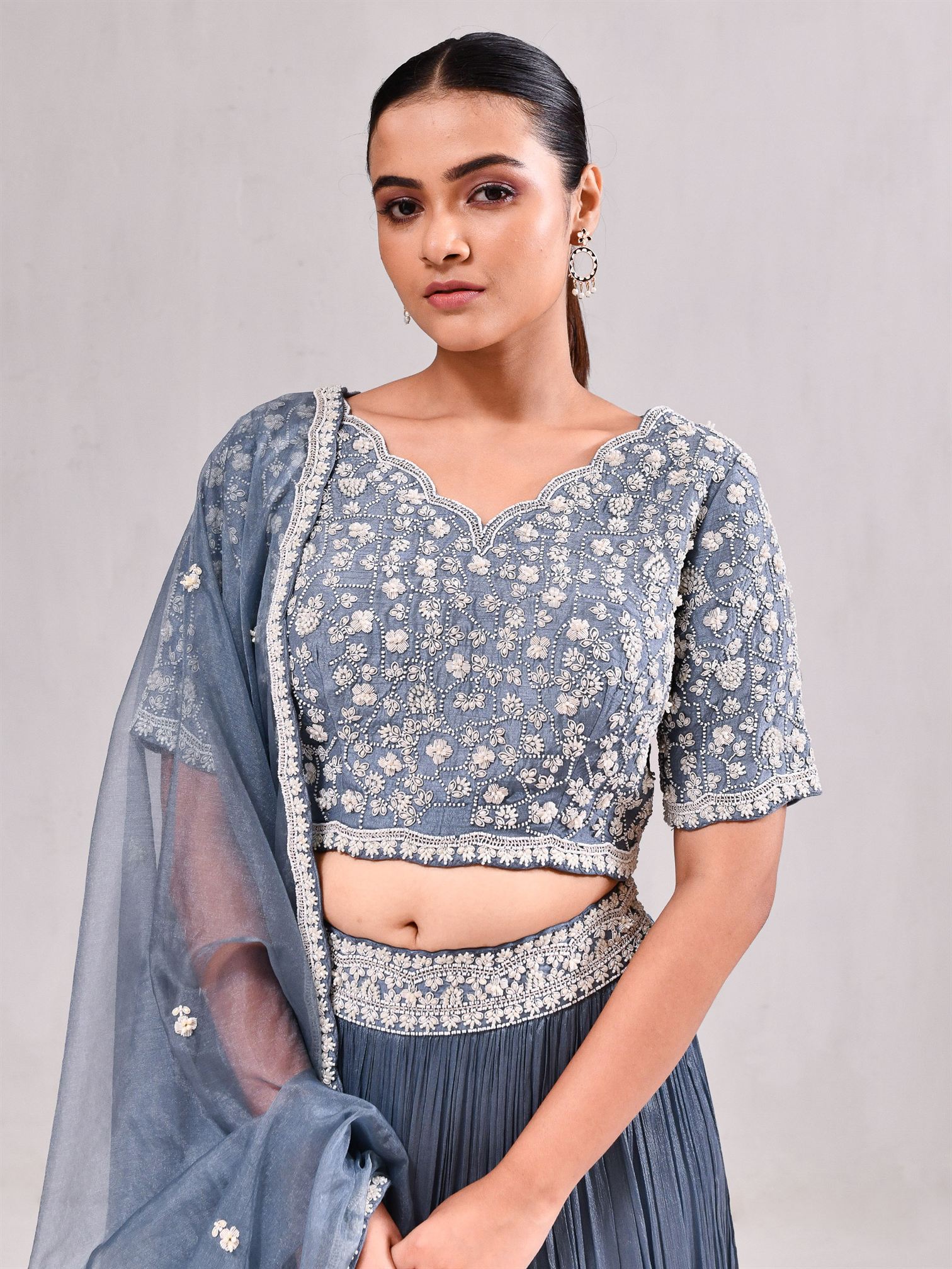 Zardosi Pearl Work Layered Ghagra