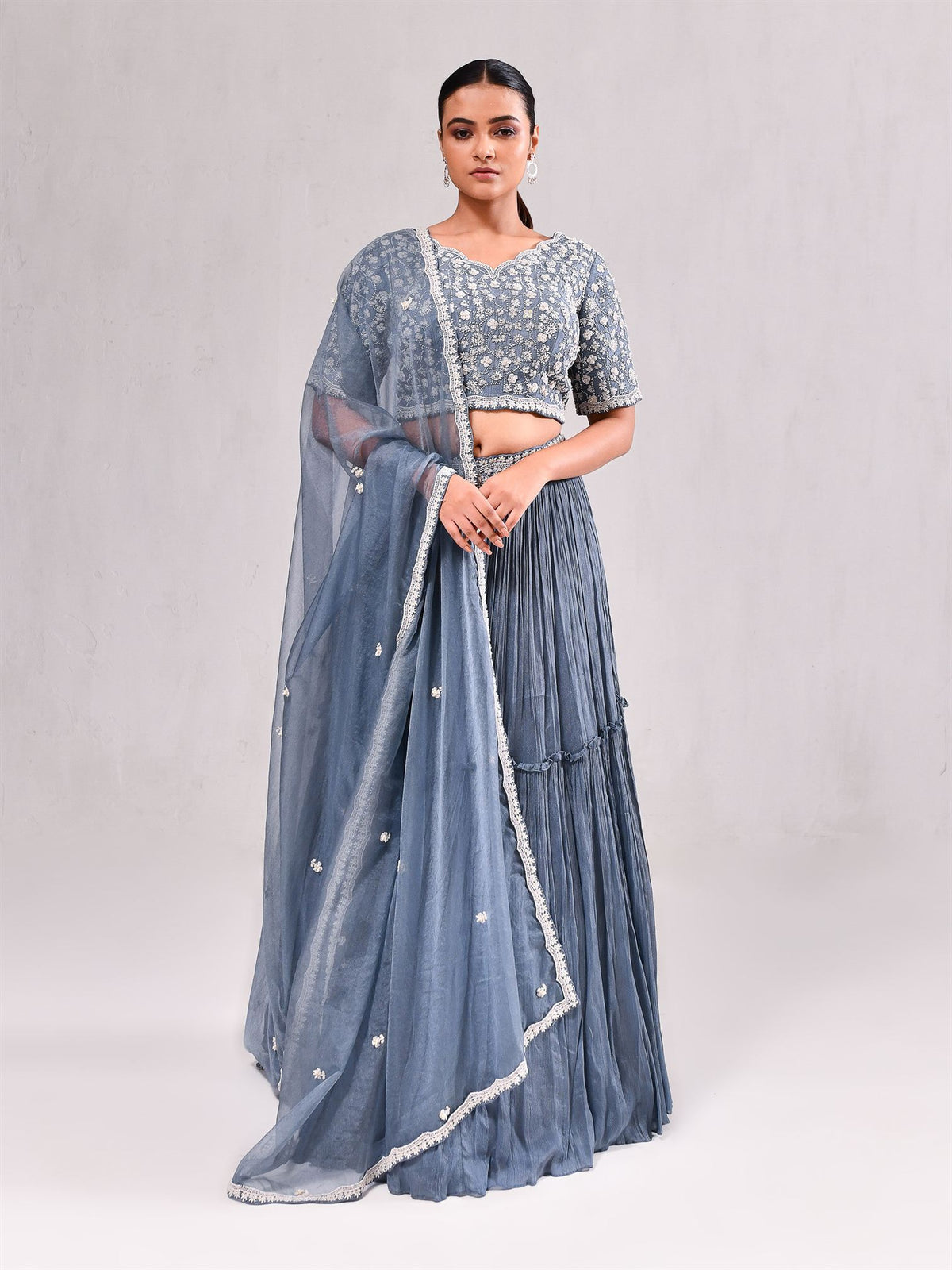 Zardosi Pearl Work Layered Ghagra