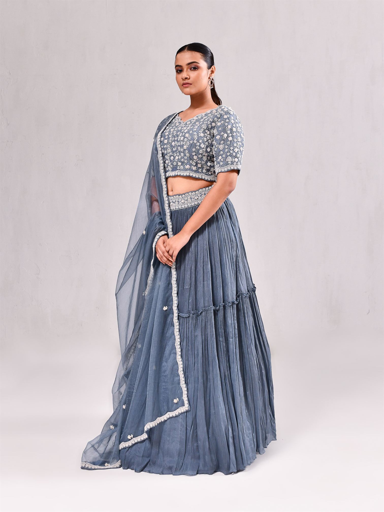 Zardosi Pearl Work Layered Ghagra