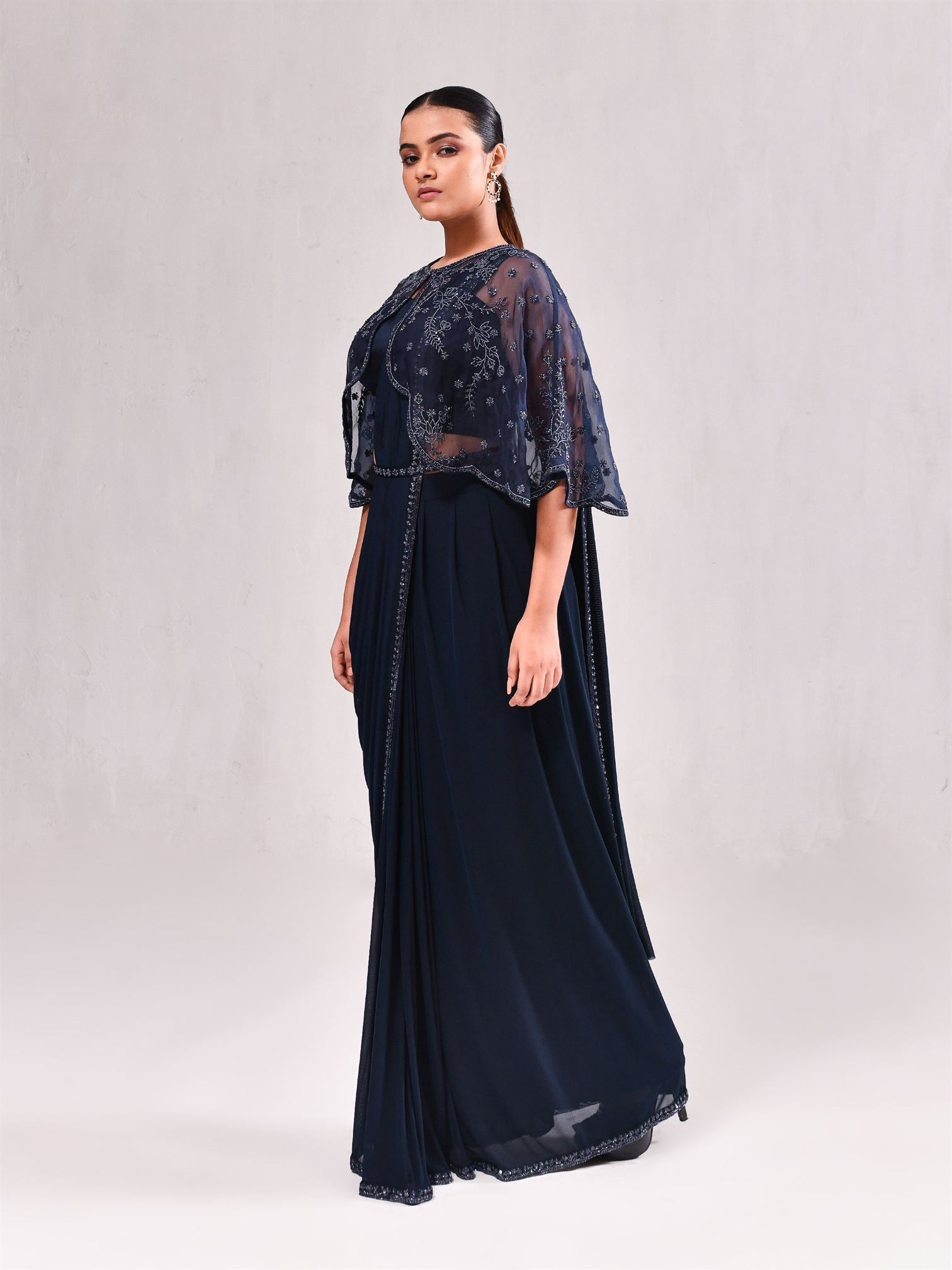 Cutdana Cape Stitched Saree