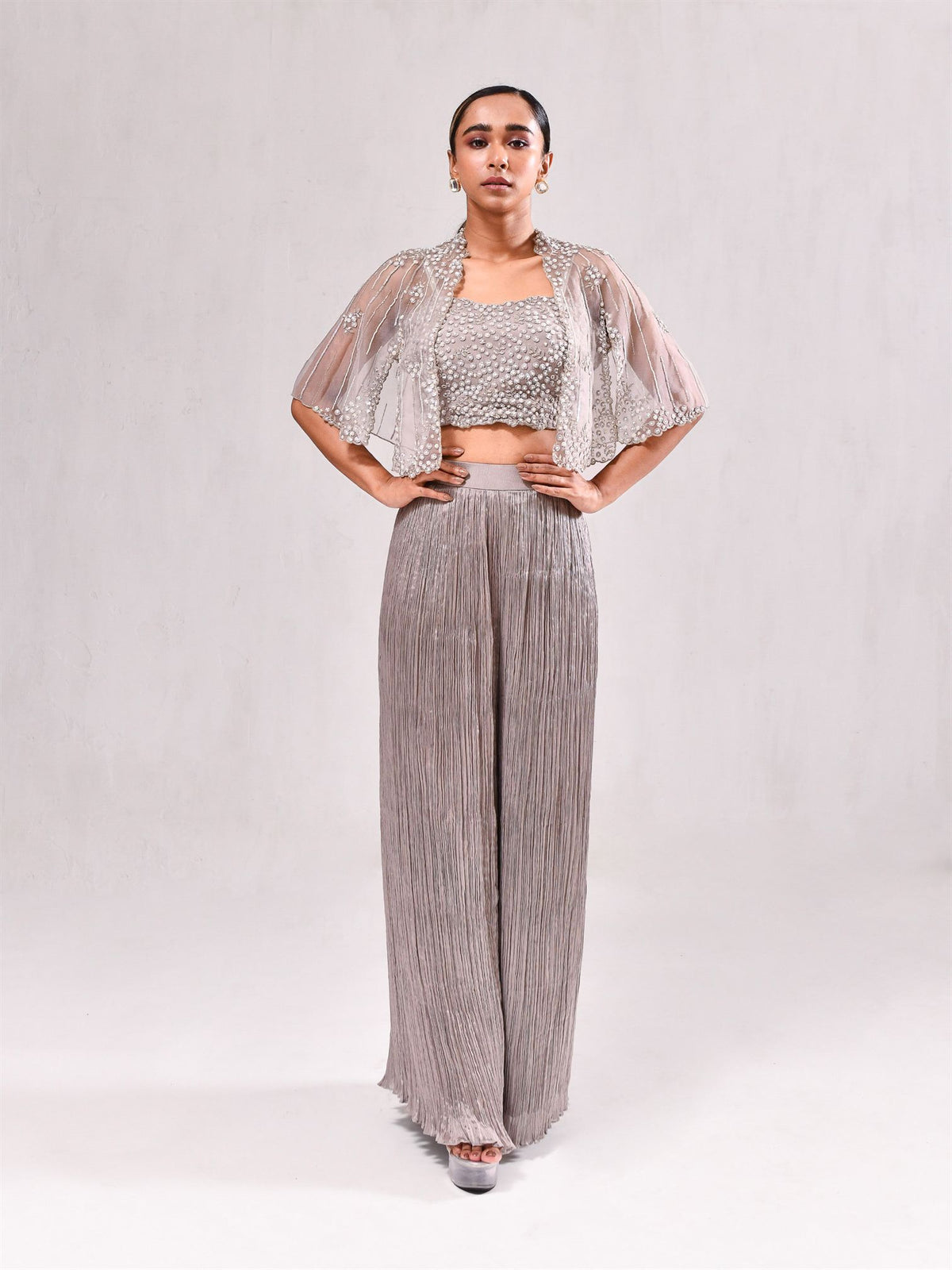 Sequins Pearl Cape Crush Pant Indo