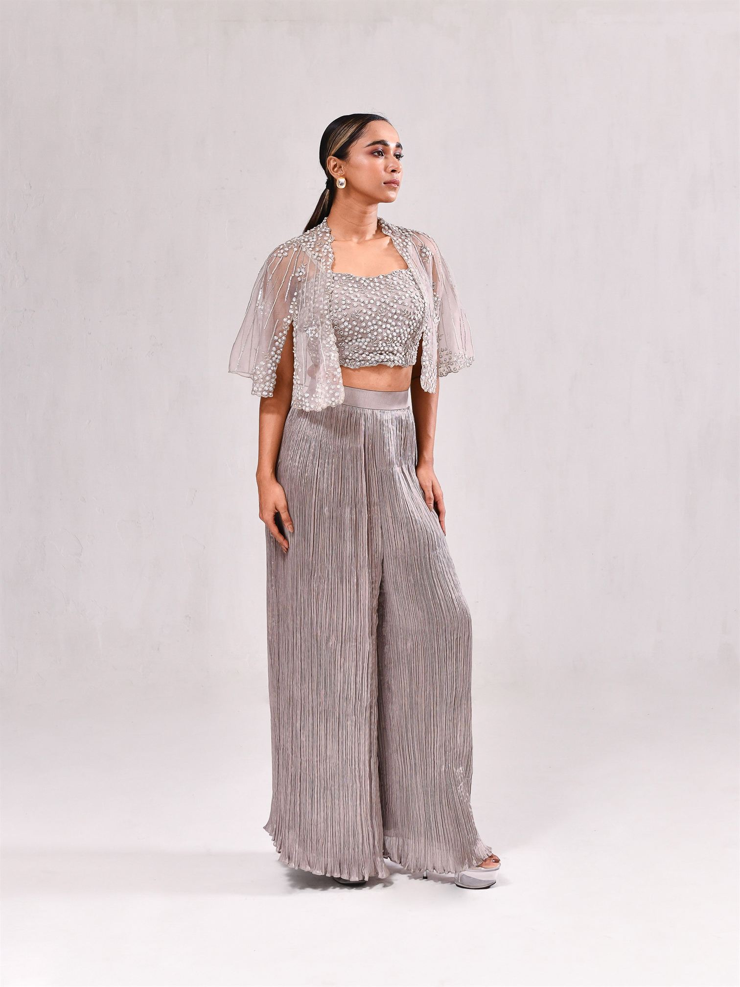 Sequins Pearl Cape Crush Pant Indo